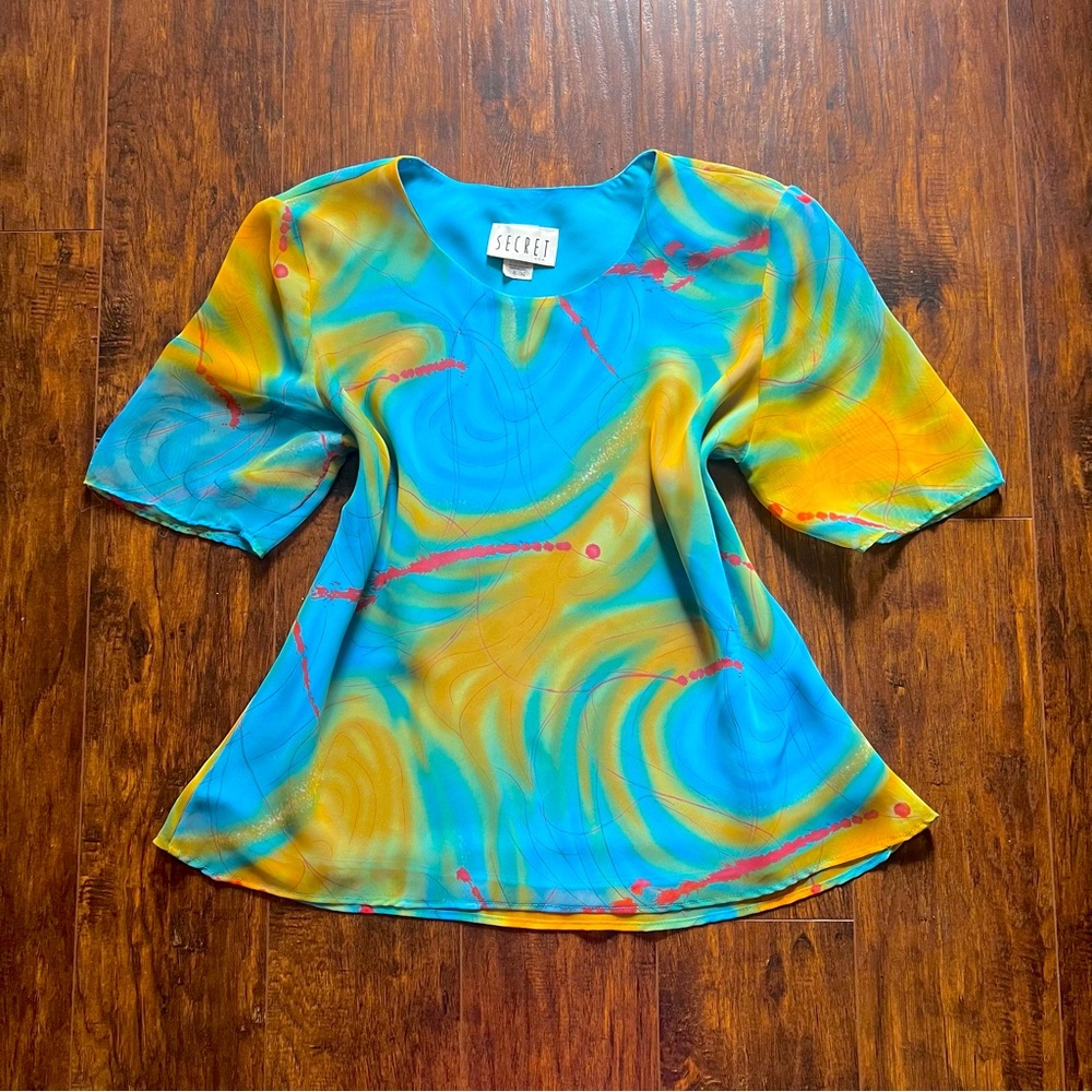 vtg 90s retro funky abstract mesh top
